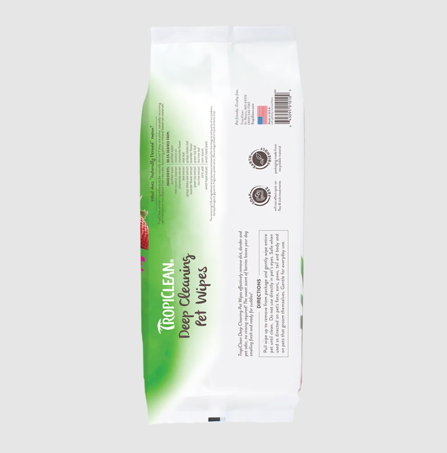 TropiClean Deep Cleaning Pet Wipes, 100ct