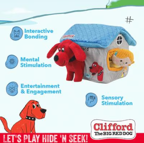 Clifford The Big Red House Puzzle Hide n' Seek 7.9-in Plush Dog Toy