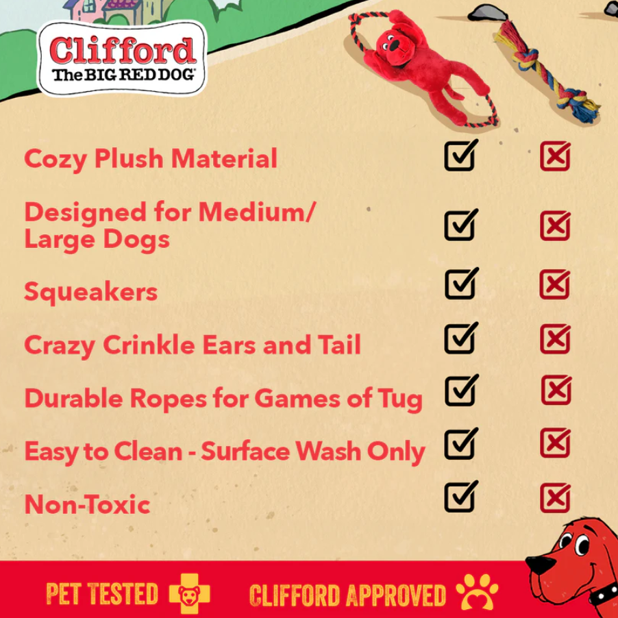 Clifford The Big Red Busy Body Rope 16-in Plush Dog Toy