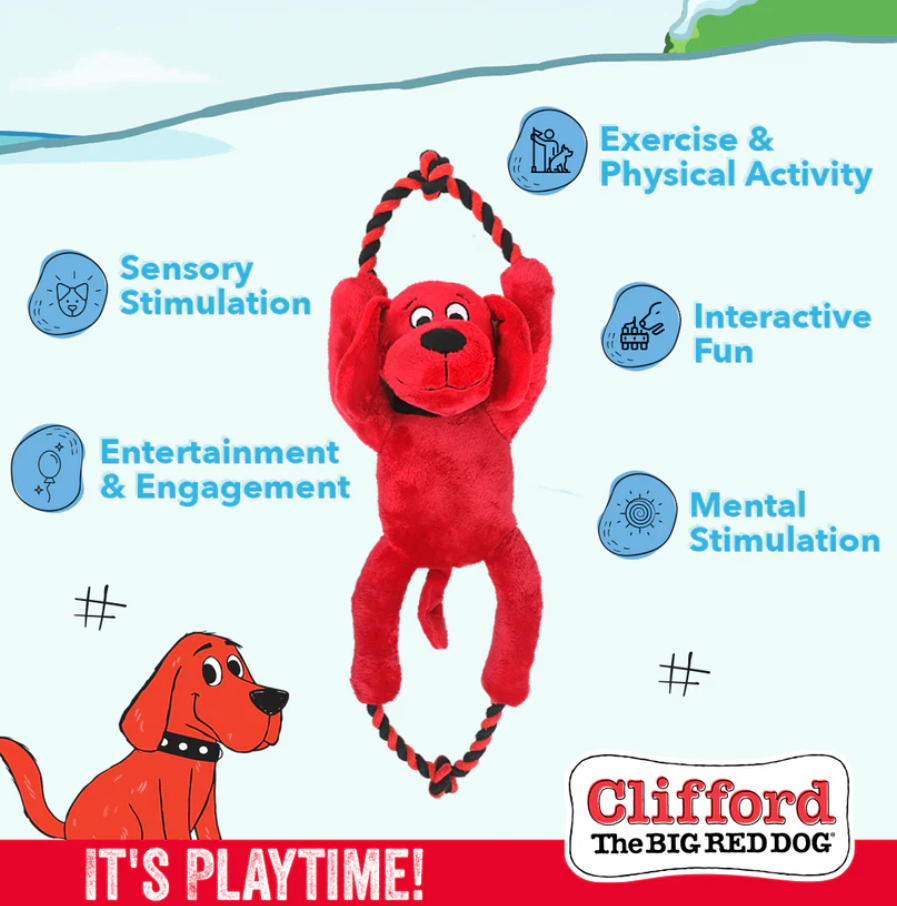 Clifford The Big Red Busy Body Rope 16-in Plush Dog Toy