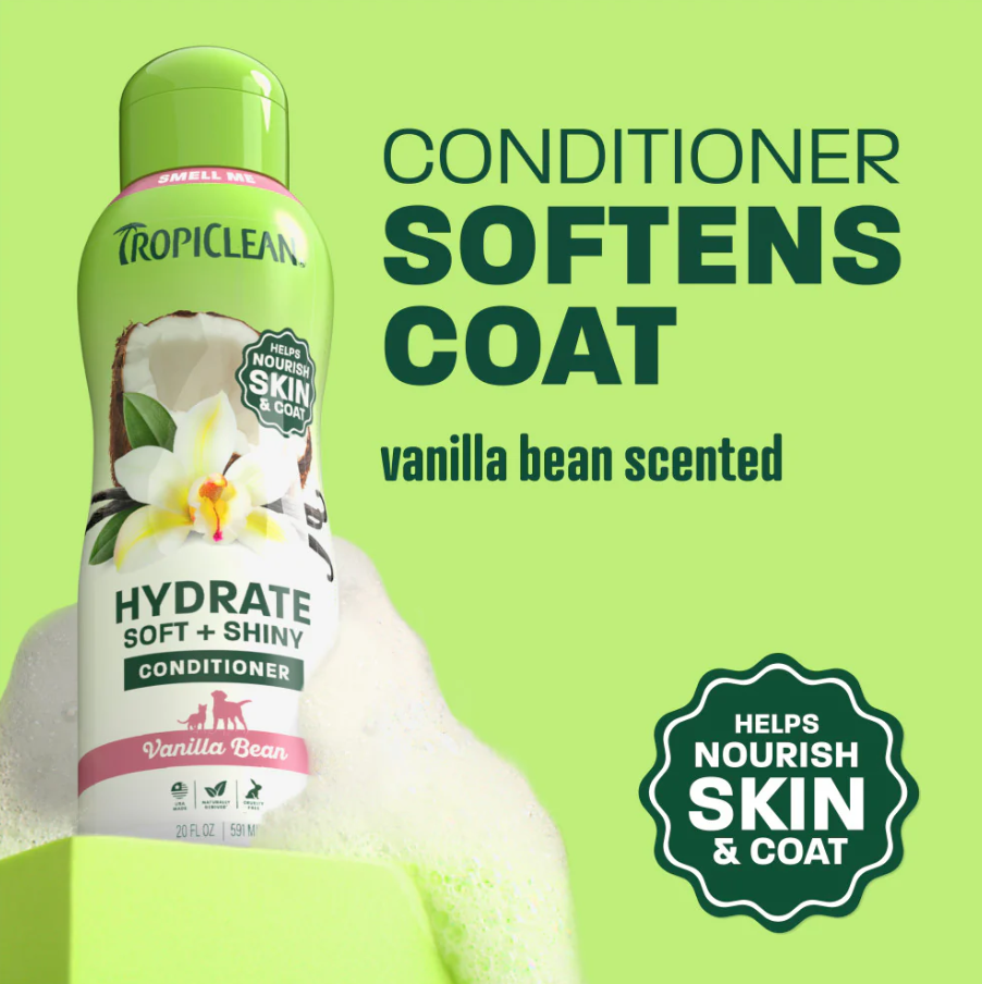 TropiClean Vanilla Bean Hydrate & Shine Pet Conditioner, 20oz