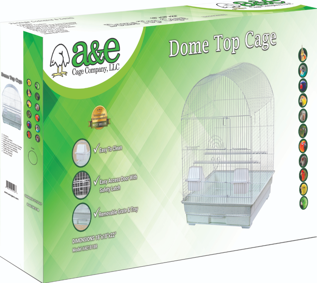 Dome Top Bird Cage 18"x18"x22" White