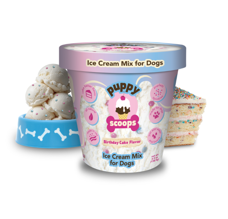 Puppy Scoops Ice Cream Mix - Birthday Cake with Pupfetti Sprinkles, Pint Size, 4.65 oz