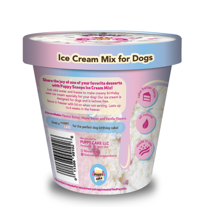 Puppy Scoops Ice Cream Mix - Birthday Cake with Pupfetti Sprinkles, Pint Size, 4.65 oz