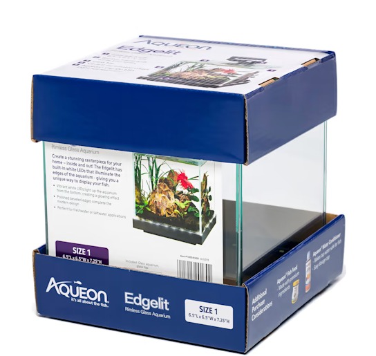 Aqueon Edgelit Cube Glass Aquarium, 1 Gallon