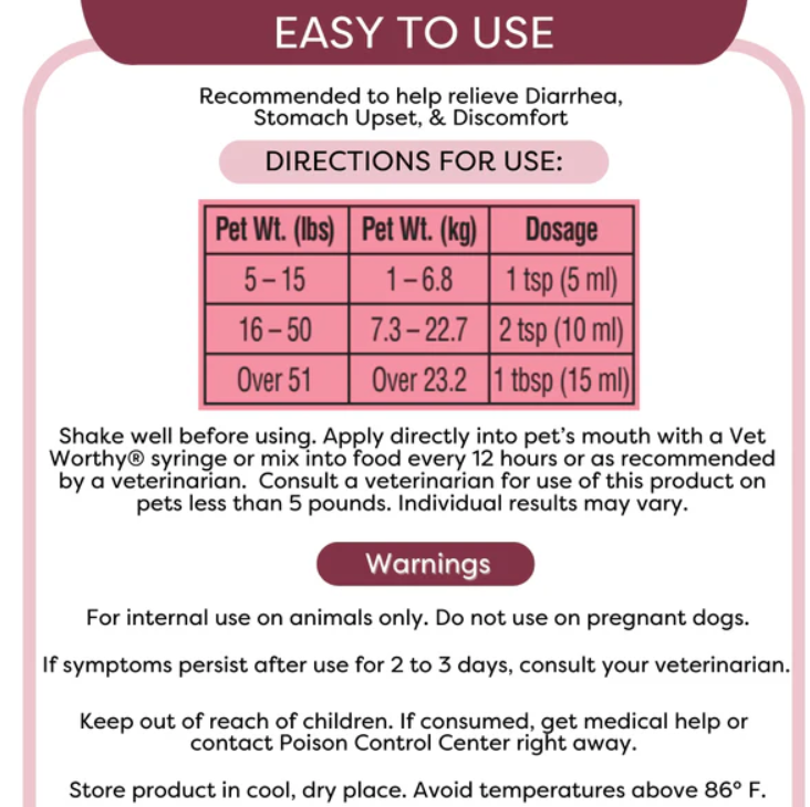 Anti-Diarrhea for Dogs - 8 oz