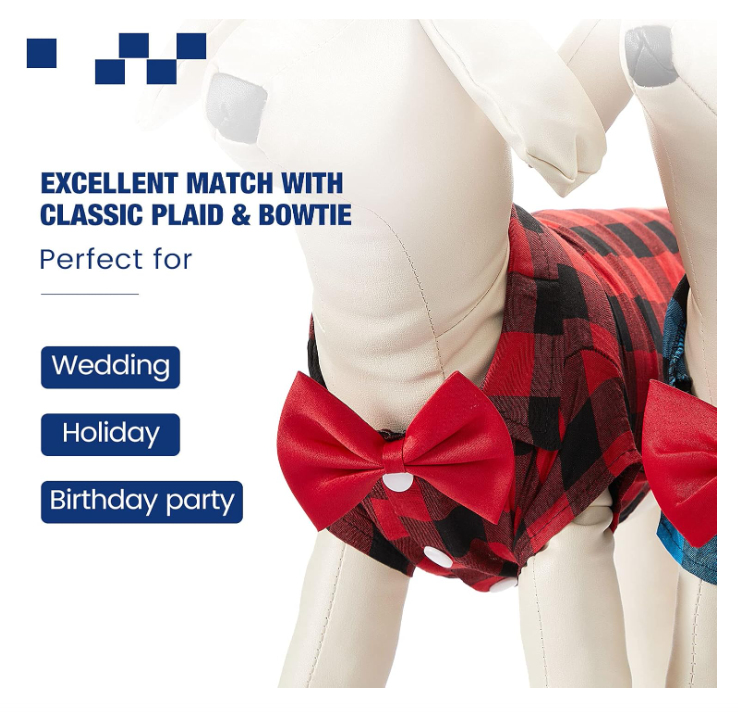Plaid Puppy Shirt with Bow