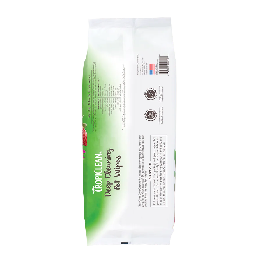 TropiClean Deep Cleaning Pet Wipes, 100ct