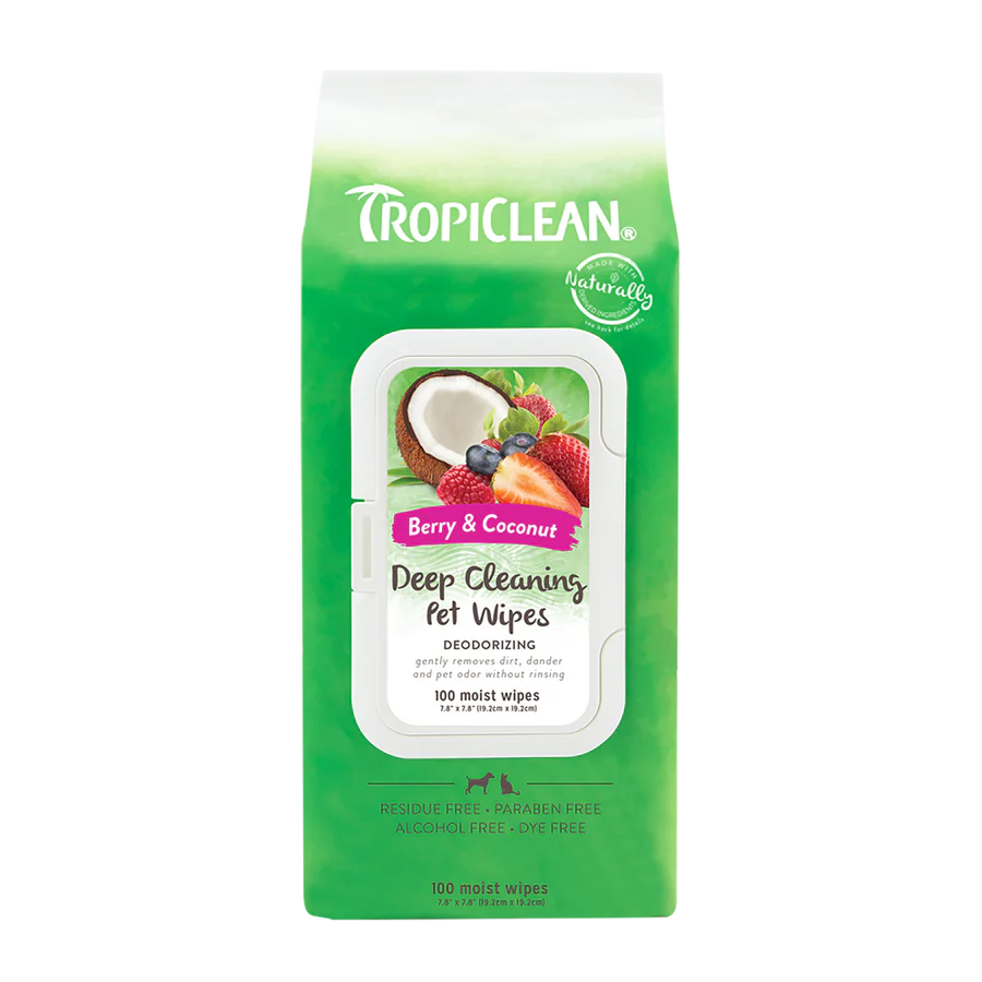 TropiClean Deep Cleaning Pet Wipes, 100ct